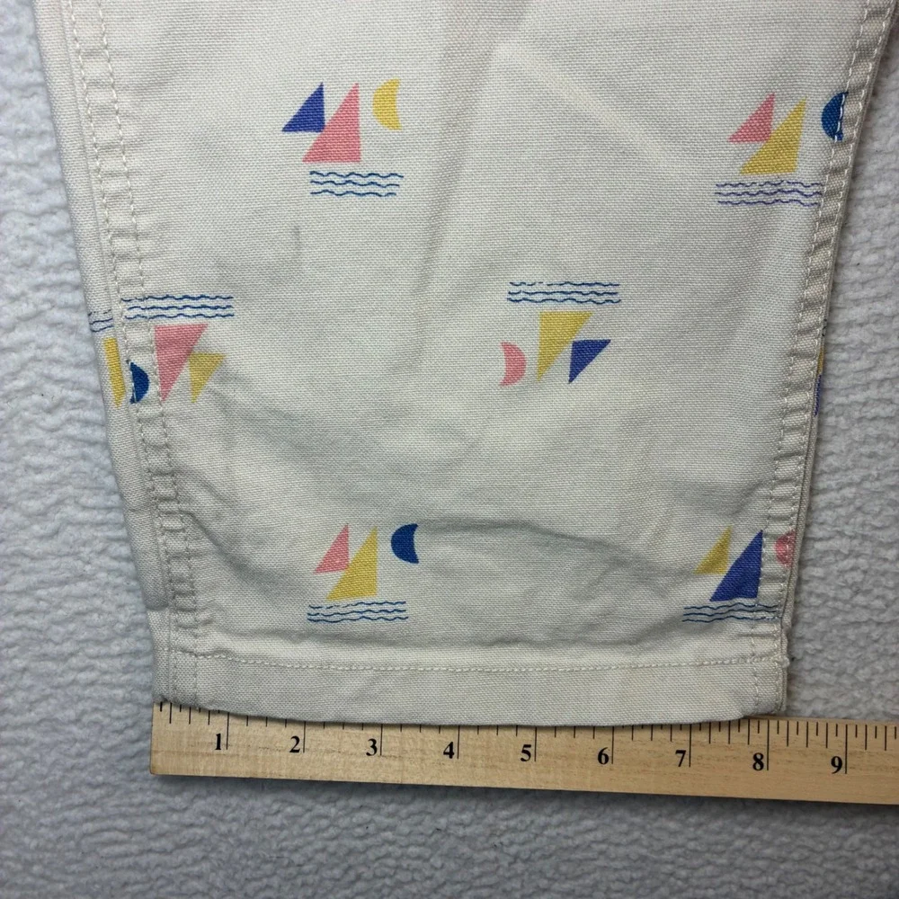 Wallace Barnes Carpenter Pants Men 33x32 Beige Sailboat AOP Double Knee J Crew - Picture 8 of 9